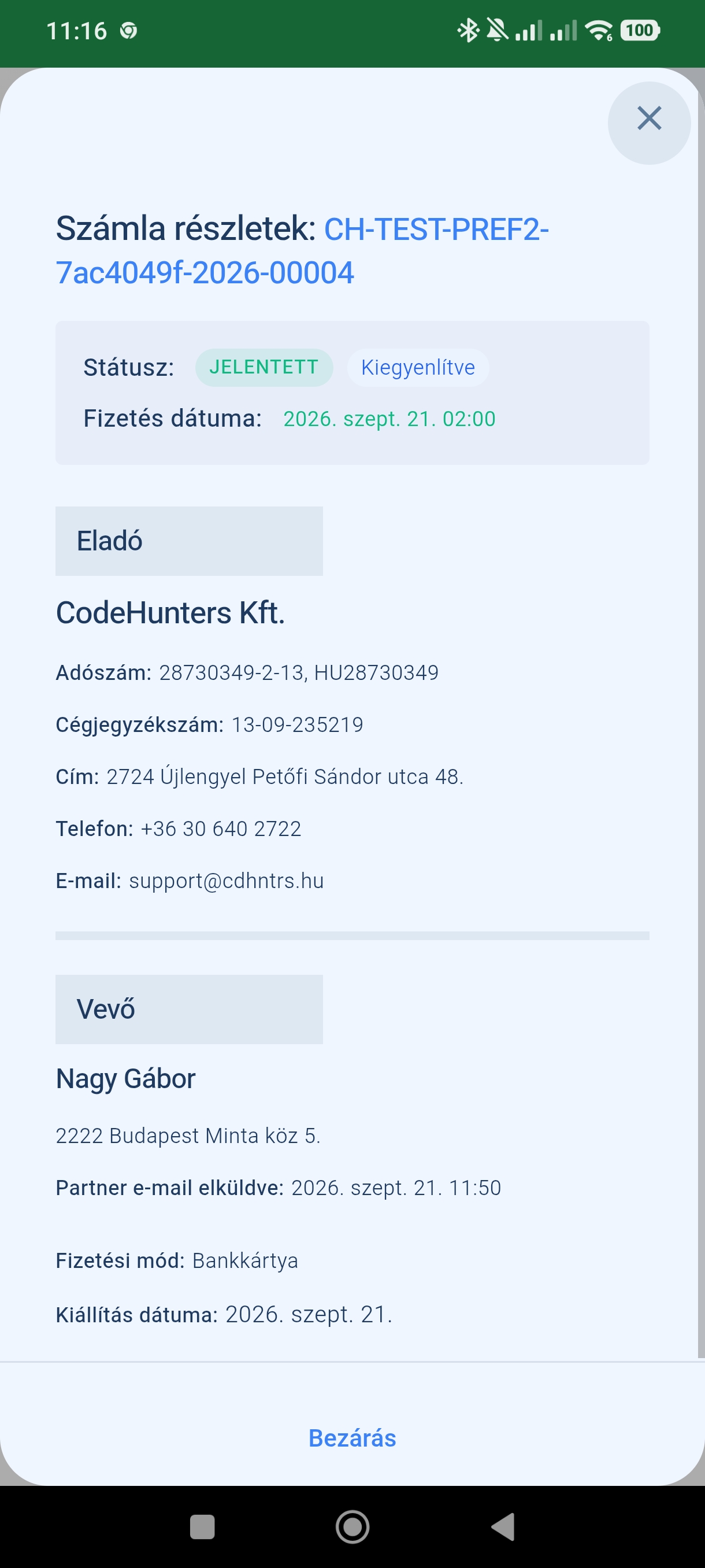 BillingHUNter mobil app — 5. képernyő